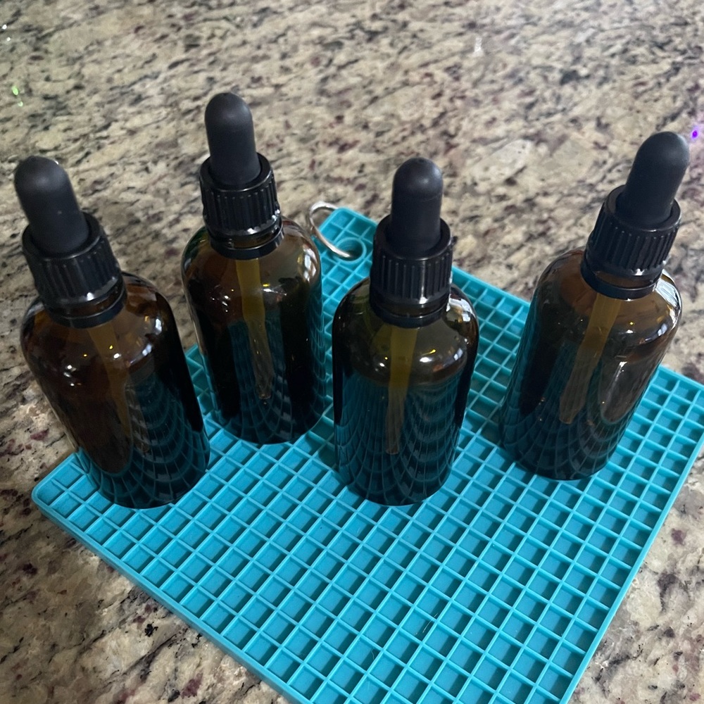 Amber Glass Dropper Bottle - 2oz - set of 4